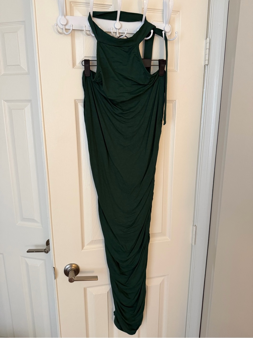 ASOS Sleeveless Dark Green Gathered Maxi Dress